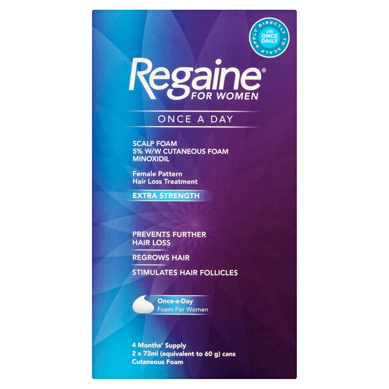 Regaine Extra Strength Foam for women, hair loss treatment