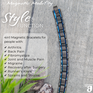 
                  
                    Load image into Gallery viewer, Stylish Alexanders Sky 4in1 Magnetic Bracelet showcasing blue accents and pain relief technology - Magnetic Mobility
                  
                