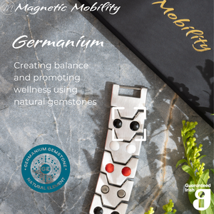 
                  
                    Load image into Gallery viewer, Aster Moon Double strength 4in1 magnetic bracelet by Magnetic Mobility, featuring germanium elements that promote balance and wellness using natural gemstones. Ideal for enhancing health and relieving various ailments.
                  
                