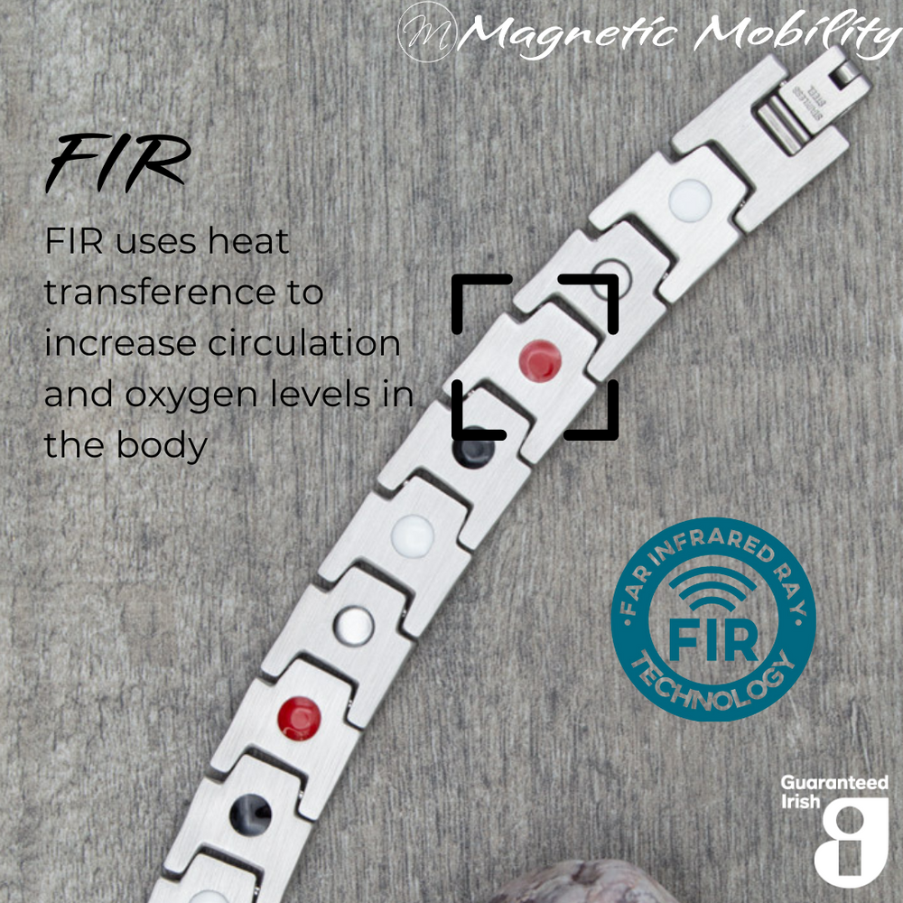 
                  
                    Load image into Gallery viewer, Alexanders Star 4in1 magnetic bracelet from Magnetic Mobility, showcasing FIR technology which uses heat transference to increase circulation and oxygen levels in the body. Enhances overall wellness and pain relief.
                  
                