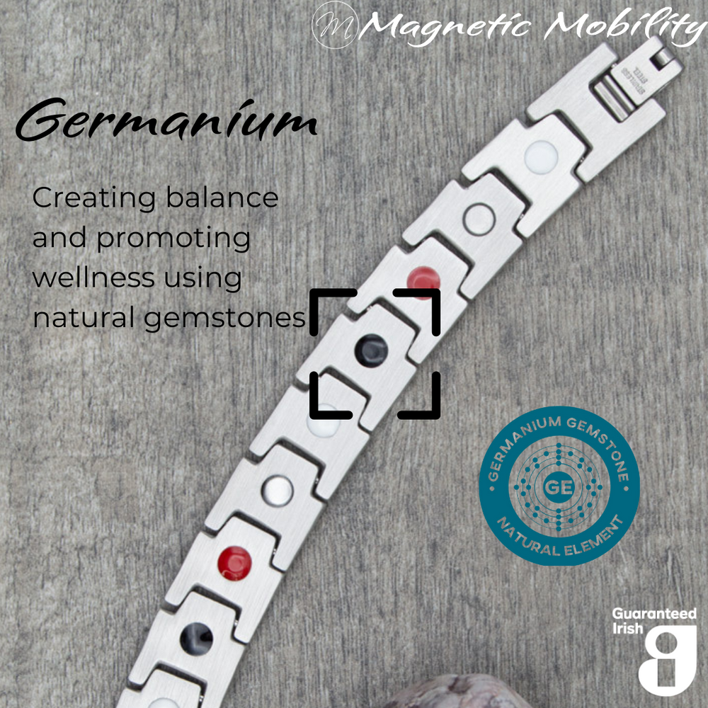 
                  
                    Load image into Gallery viewer, Alexanders Star 4in1 magnetic bracelet by Magnetic Mobility, featuring germanium elements that promote balance and wellness using natural gemstones. Ideal for enhancing health and relieving various ailments.
                  
                