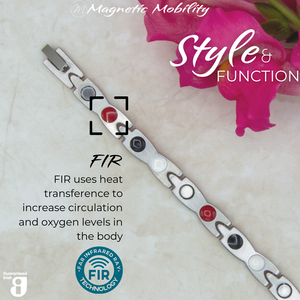 
                  
                    Load image into Gallery viewer, Snapdragon Moon 4in1 magnetic bracelet from Magnetic Mobility, showcasing FIR technology which uses heat transference to increase circulation and oxygen levels in the body. Enhances overall wellness and pain relief.
                  
                