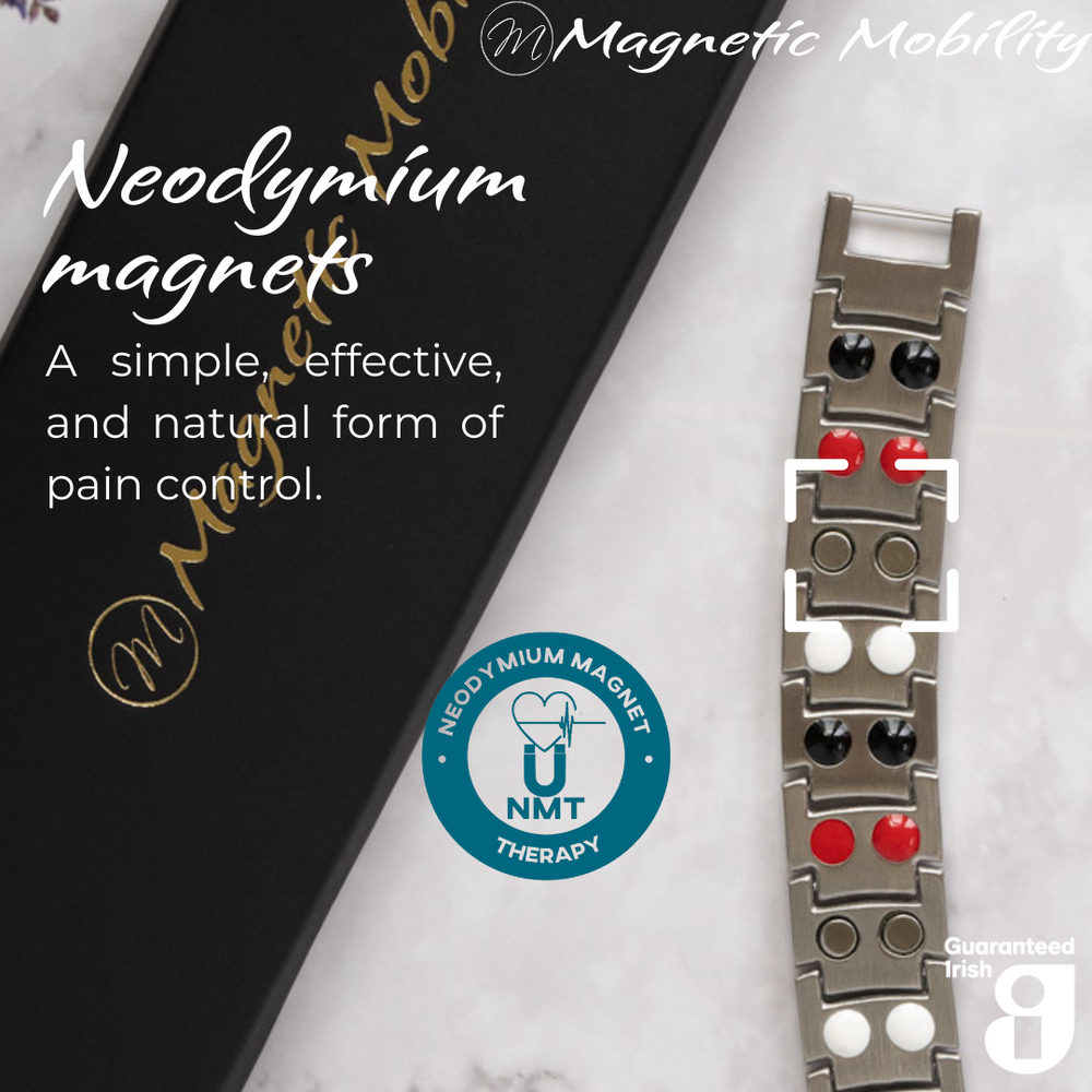 
                  
                    Load image into Gallery viewer, Ashe Star Double strength 4in1 magnetic bracelet from Magnetic Mobility, highlighting neodymium magnets which offer a simple, effective, and natural form of pain control. Perfect for alleviating arthritis, back pain, fibromyalgia, and more.
                  
                