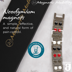 
                  
                    Load image into Gallery viewer, Ashe Star Double strength 4in1 magnetic bracelet from Magnetic Mobility, highlighting neodymium magnets which offer a simple, effective, and natural form of pain control. Perfect for alleviating arthritis, back pain, fibromyalgia, and more.
                  
                