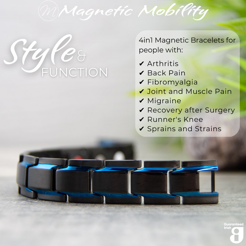 
                  
                    Load image into Gallery viewer, Close-up view of Alexanders Sky Magnetic Bracelet highlighting style and pain relief features - Magnetic Mobility
                  
                