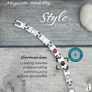 
                  
                    Load image into Gallery viewer, Meadowsweet Star 4in1 magnetic bracelet by Magnetic Mobility, featuring germanium elements that promote balance and wellness using natural gemstones. Ideal for enhancing health and relieving various ailments.
                  
                