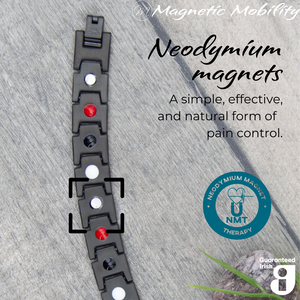 
                  
                    Load image into Gallery viewer, Alexanders Night 4in1 magnetic bracelet from Magnetic Mobility, highlighting neodymium magnets which offer a simple, effective, and natural form of pain control. Perfect for alleviating arthritis, back pain, fibromyalgia, and more.
                  
                