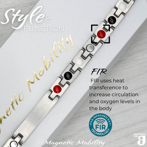 
                  
                    Load image into Gallery viewer, Honesty Star 4in1 magnetic bracelet from Magnetic Mobility, showcasing FIR technology which uses heat transference to increase circulation and oxygen levels in the body. Enhances overall wellness and pain relief.
                  
                