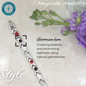 
                  
                    Load image into Gallery viewer, Virginia moon 4in1 magnetic bracelet by Magnetic Mobility, featuring germanium elements that promote balance and wellness using natural gemstones. Ideal for enhancing health and relieving various ailments.
                  
                