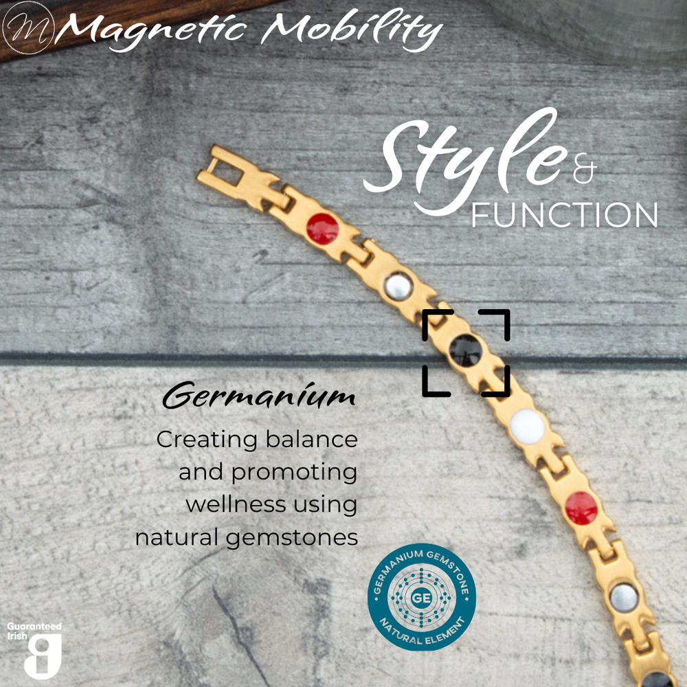 
                  
                    Load image into Gallery viewer, Meadowsweet Sun 4in1 Magnetic Bracelet with Germanium elements, promoting wellness using natural gemstones.
                  
                