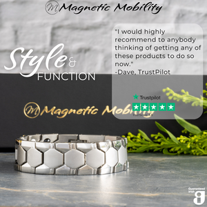 
                  
                    Load image into Gallery viewer, Front view of the Aster Star Double Strength 4in1 Magnetic Bracelet from Magnetic Mobility with a 5 star Customer review from Trustpilot stating &amp;quot;I would highly recommend to anybody thinking of getting any of these products to do so&amp;quot;  
                  
                