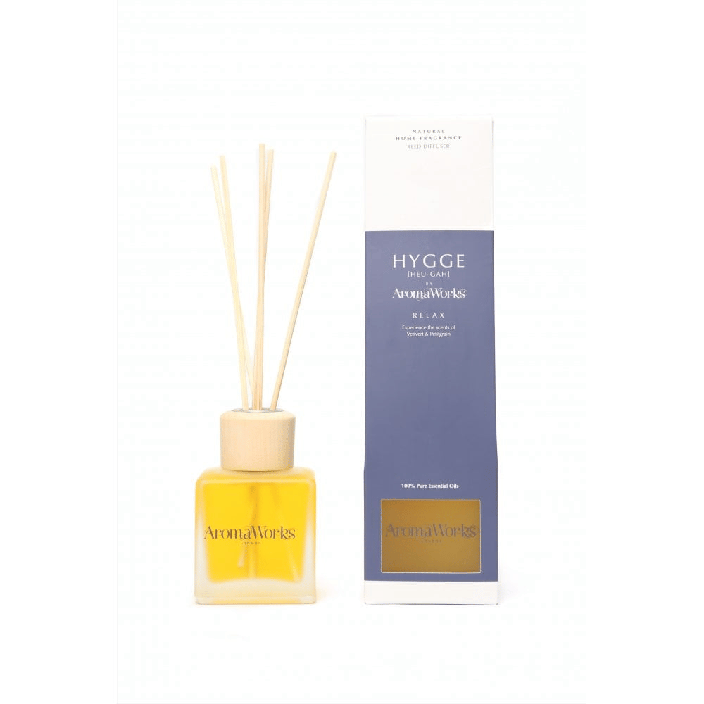 AromaWorks Hygge Reed Diffuser- Relax vetivert and petitgrain