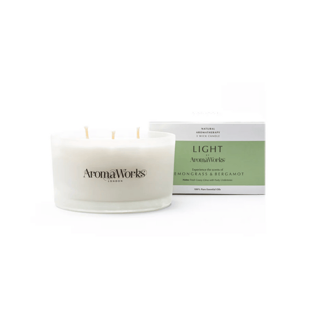 AromaWorks Light Range Lemongrass and Bergamot Candle 3-Wick Large