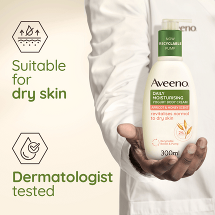 Aveeno Daily Moisturising Yogurt Body Cream - Apricot & Honey Scented