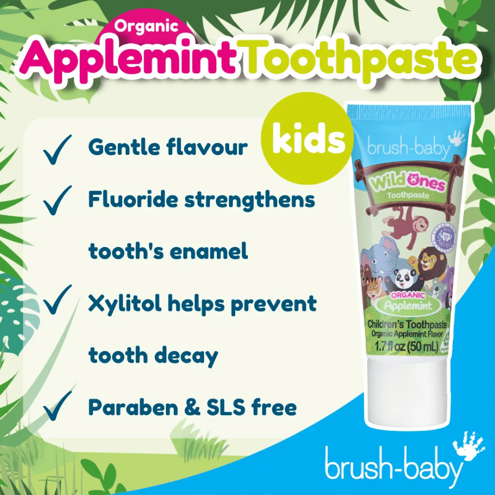 
                  
                    Load image into Gallery viewer, Brush-Baby - WildOnes Applemint Childrens Toothpaste (3+ years)
                  
                