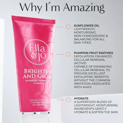 Ella & Jo Brighten & Glow Hydrating Exfoliating Cleanser 100ml