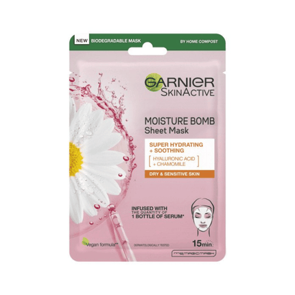 Garnier Moisture Bomb Camomile Hydrating Face Sheet Mask for Dry and Sensitive Skin