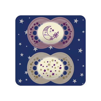 Mam Night 6+M Soother 2Pk - Girl