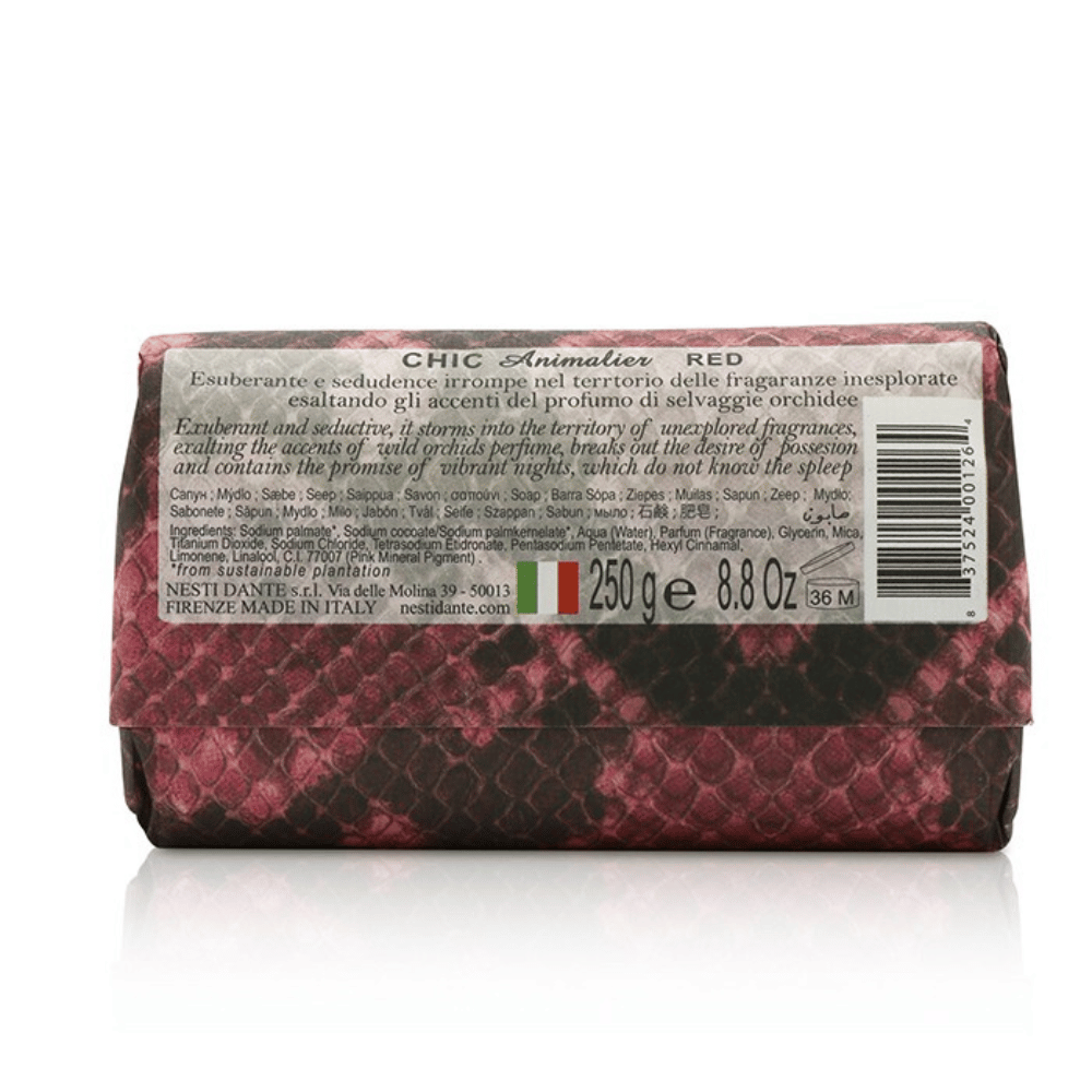 
                  
                    Load image into Gallery viewer, Nesti Dante Chic Animalier Red Soap 250g Back
                  
                