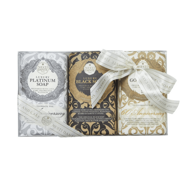 Nesti Dante Gold, Black And Platinum Soap Gift Set 3x250g