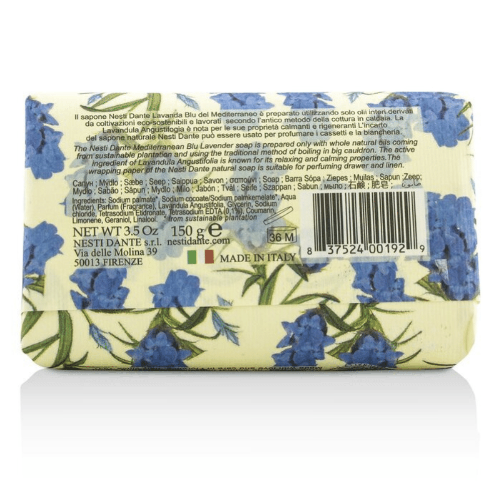 Nesti Dante Lavanda Blu Del Mediterraneo Soap 150g Back