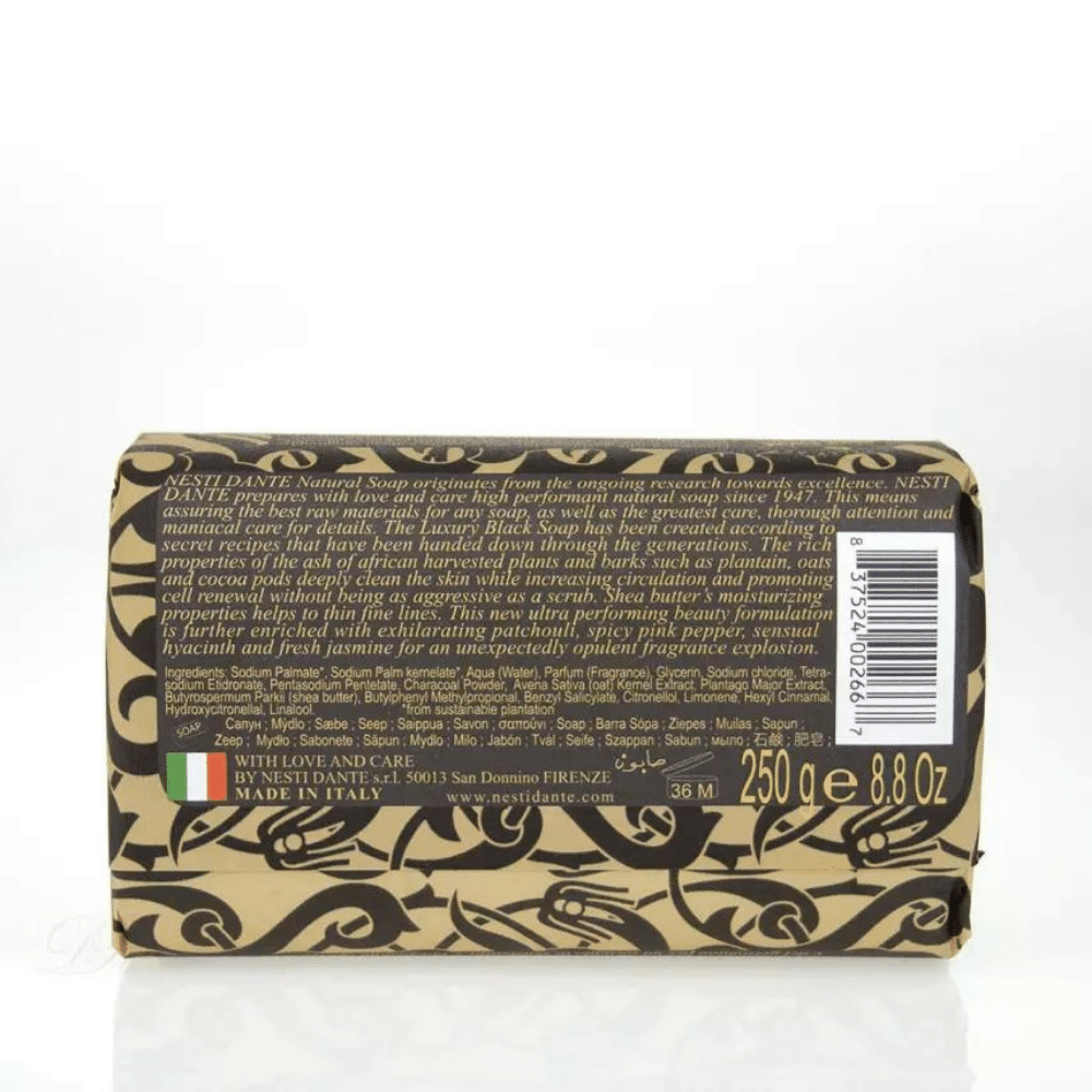 
                  
                    Load image into Gallery viewer, Nesti Dante Luxury Black Soap Soap 250g Back
                  
                