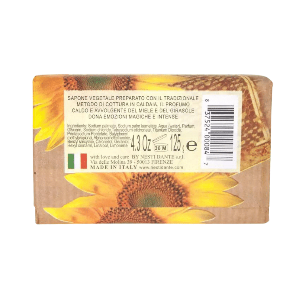 Nesti Dante Marsiglia In Fiore Honey & Sunflower Soap 125G Back