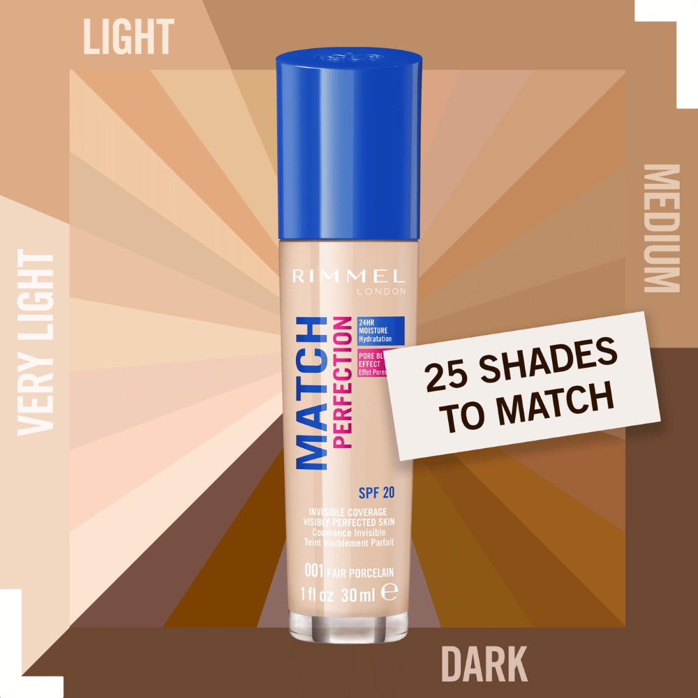 
                  
                    Load image into Gallery viewer, Rimmel London Match Perfection Foundation SPF20 - 001 Fair Porcelain
                  
                