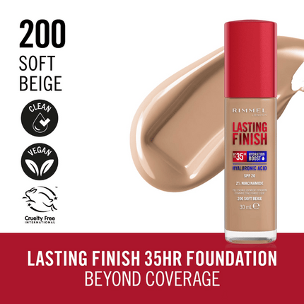 Rimmel London Lasting Finish 35 Hour Foundation - 200: Soft Beige