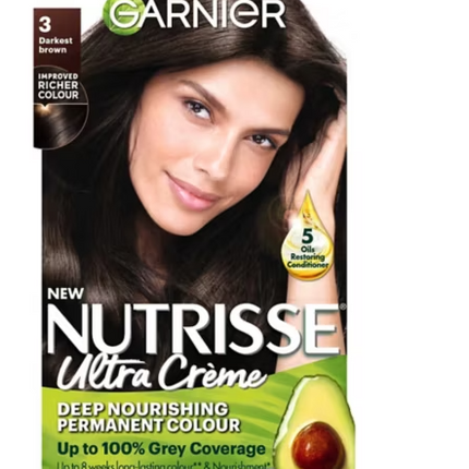 Garnier Nutrisse 3 Darkest Brown Permanent Hair Dye