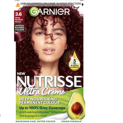 Garnier Nutrisse 3.6 Deep Reddish Brown Permanent Hair Dye