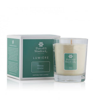 
                  
                    Load image into Gallery viewer, Purcell &amp;amp; Woodcock Lumiere Fresh Linen Scented Candle from YourLocalPharmacy.ie
                  
                